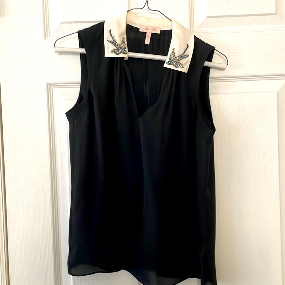 Black Rebecca Taylor blouse with beading